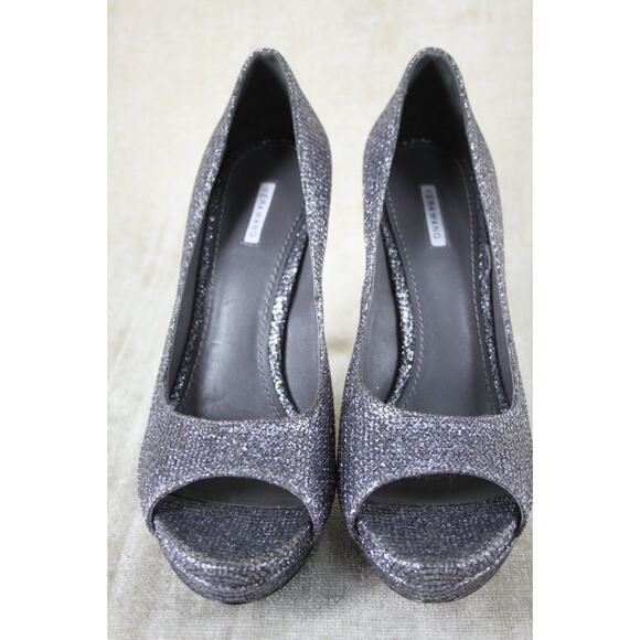 Vera Wang Lavender Selima Silver Glitter Peep Toe Heel Platform Pumps Size 7.5 - Picture 8 of 10